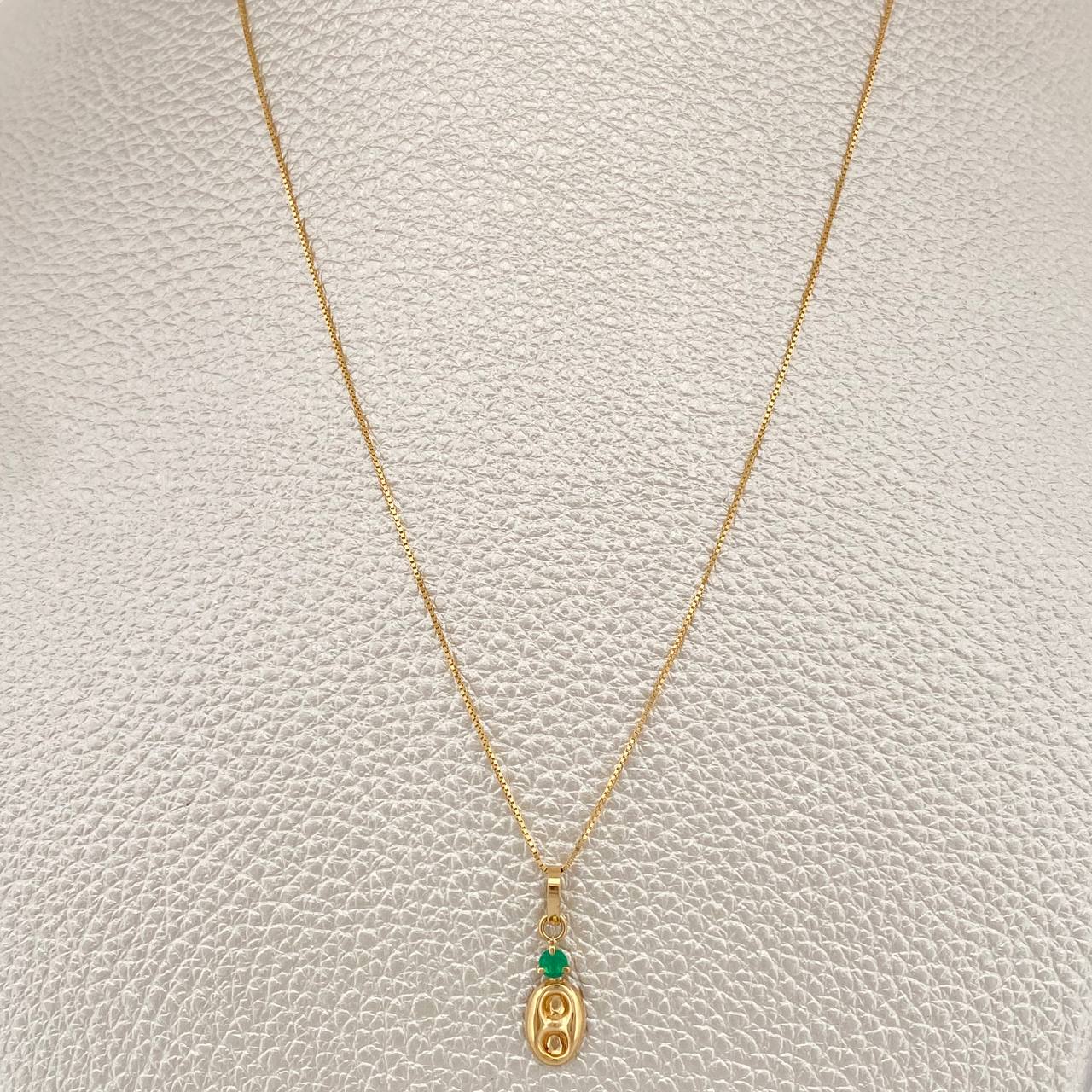 Set Cadena y Dije Veneciana + Dije GC Esmeralda 1.2gr / 15 3/4 in / 0.4mm Oro Amarillo 18K (joya) %
