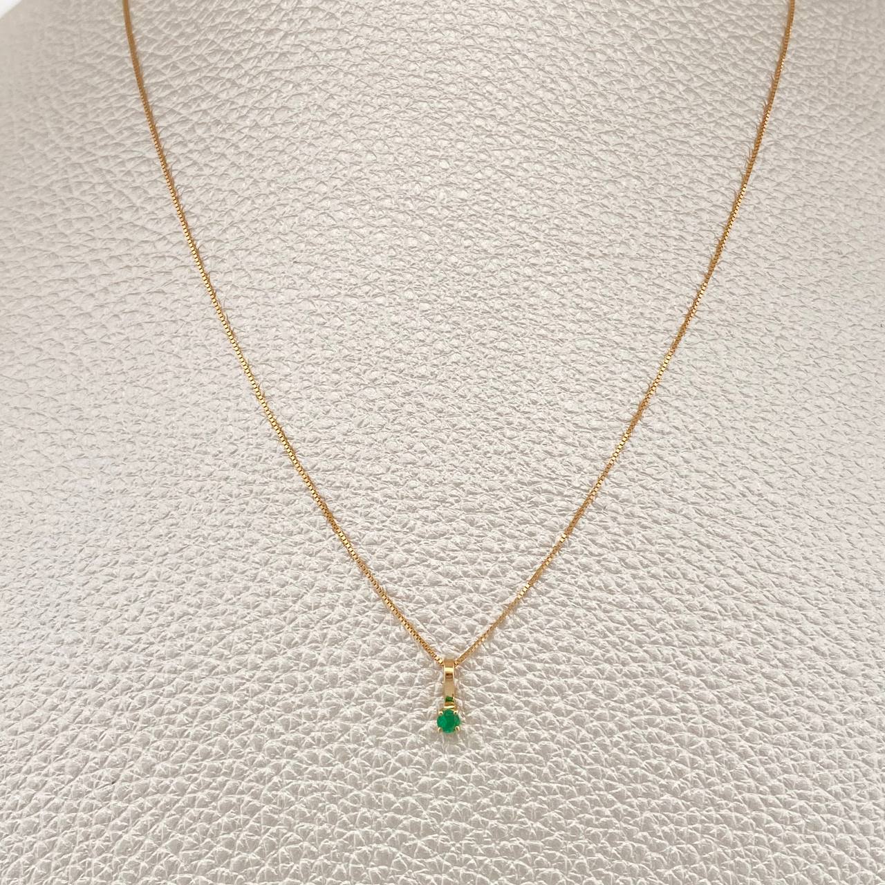 Set Cadena y Dije Veneciana + Dije Circular Esmeralda 1gr / 17 3/4 in / 0.4mm Oro Amarillo 18K  (joya) %