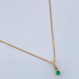 Set Cadena y Dije Veneciana + Dije Circular Esmeralda 1gr / 17 3/4 in / 0.4mm Oro Amarillo 18K  (joya) %