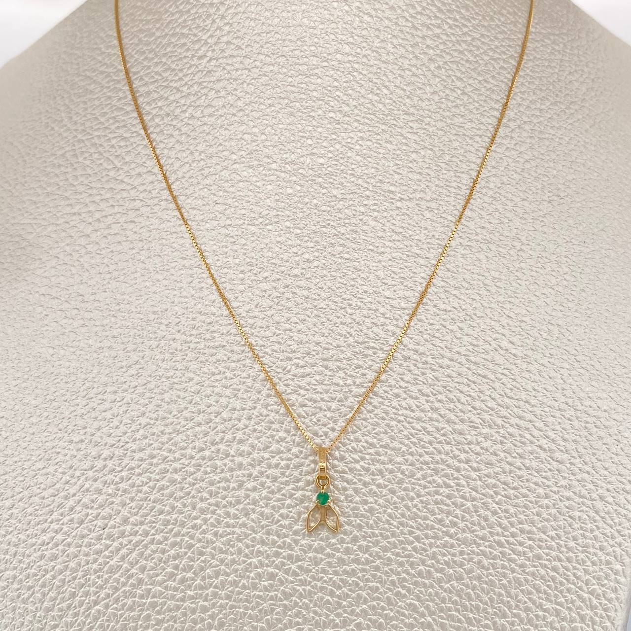 Set Cadena y Dije Veneciana + Dije Sirena Esmeralda 1.15gr / 15 3/4 in / 0.4mm Oro Amarillo 18K  (joya) %