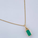 Set Cadena y Dije Veneciana + Dije Rectangular Esmeralda 1.2gr / 15 3/4 in / 0.4mm Oro Amarillo 18K  (joya) %