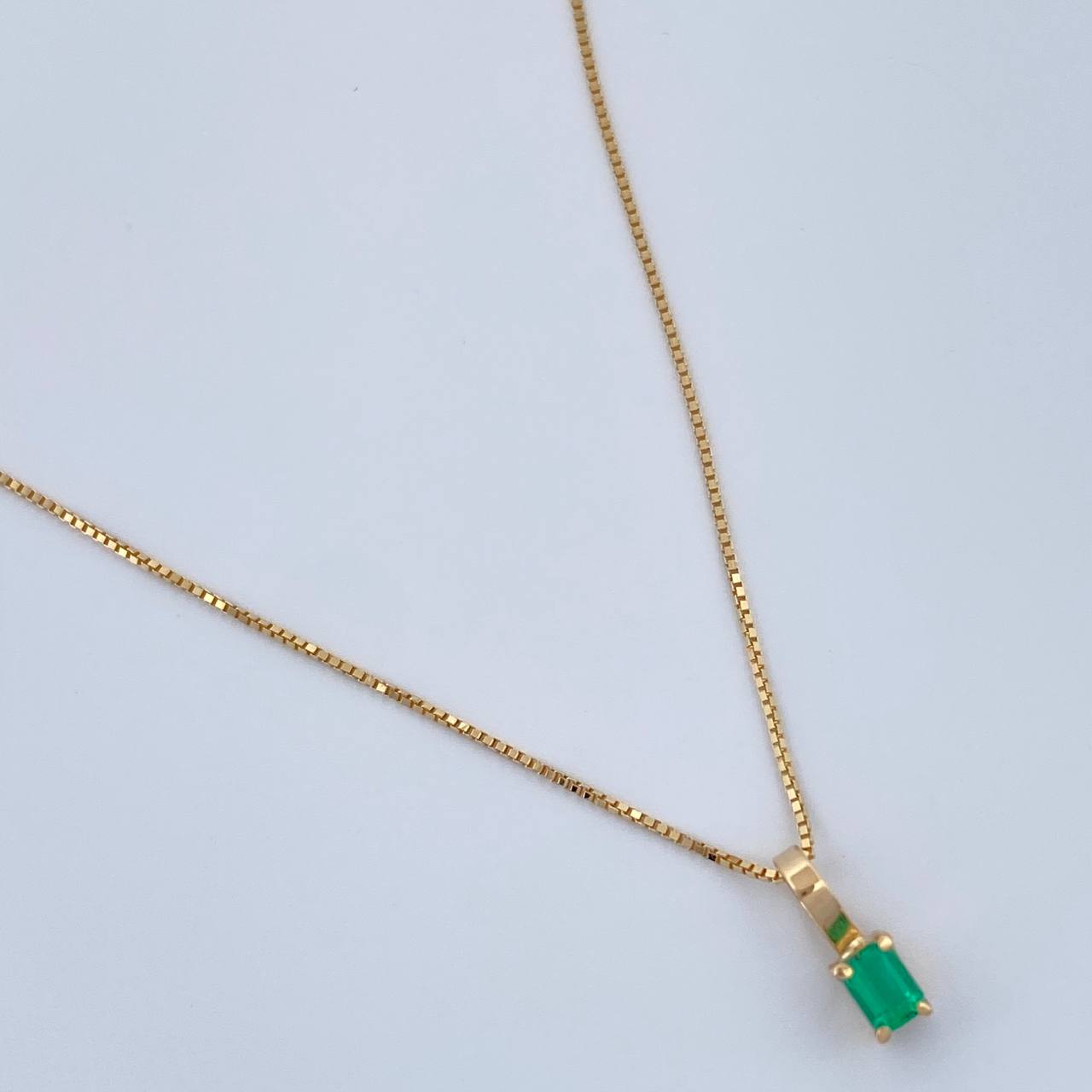 Set Cadena y Dije Veneciana + Dije Rectangular Esmeralda 0.95gr / 15 3/4 in / 0.4mm Oro Amarillo 18K  (joya) %