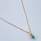 Set Cadena y Dije Veneciana + Dije Rectangular Esmeralda 0.95gr / 15 3/4 in / 0.4mm Oro Amarillo 18K  (joya) %