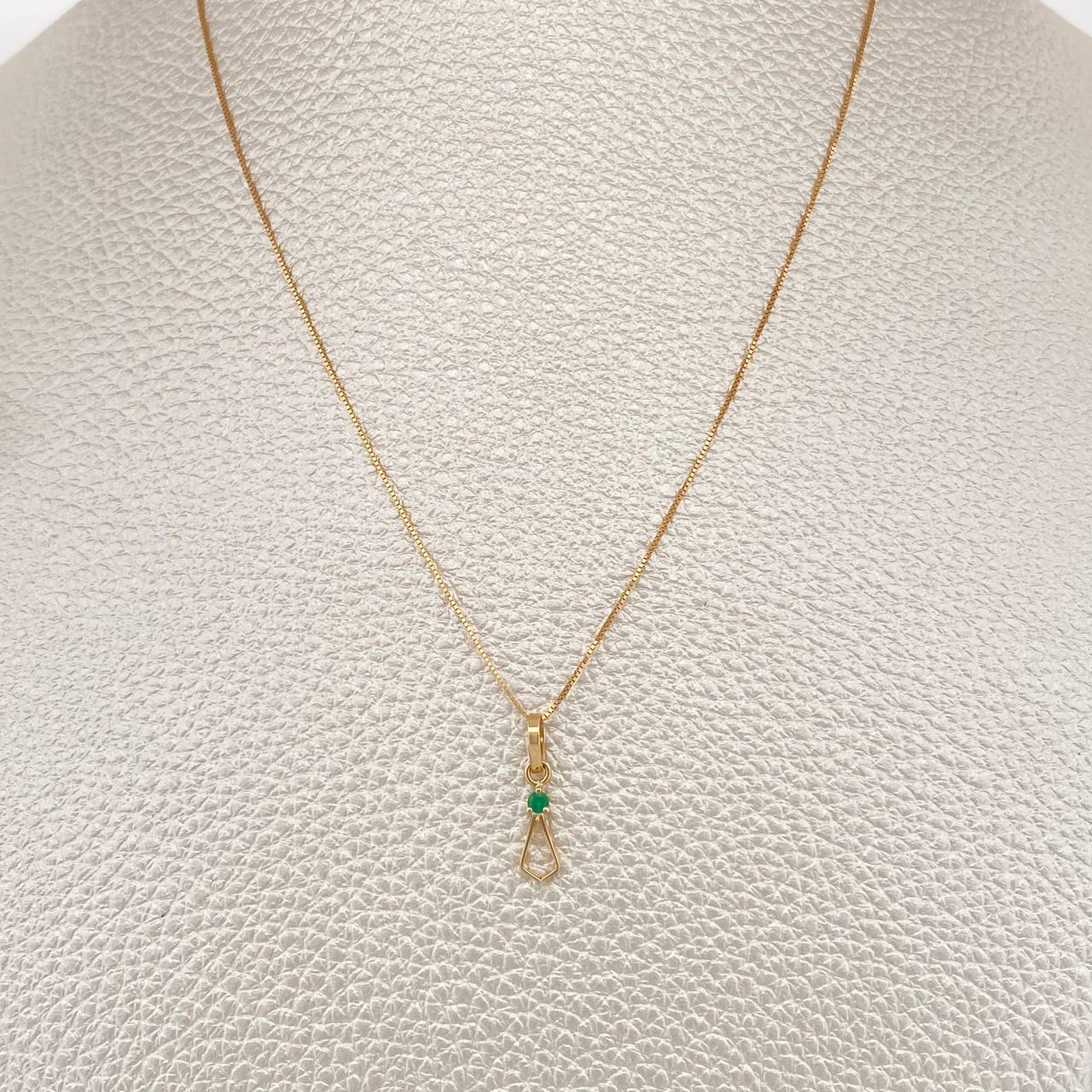 Set Cadena y Dije Veneciana + Dije Corbata Esmeralda 1.1gr / 17 3/4 in / 0.4mm Oro Amarillo 18K  (joya) %