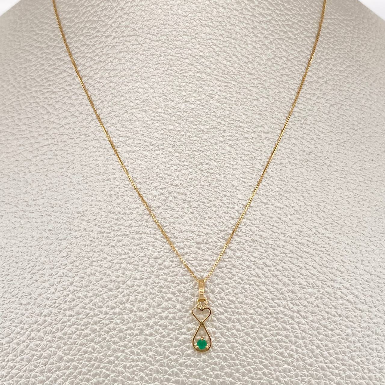 Set Cadena y Dije Veneciana + Dije Pez Esmeralda 1.1gr / 15 3/4 in / 0.4mm Oro Amarillo 18K (joya) %