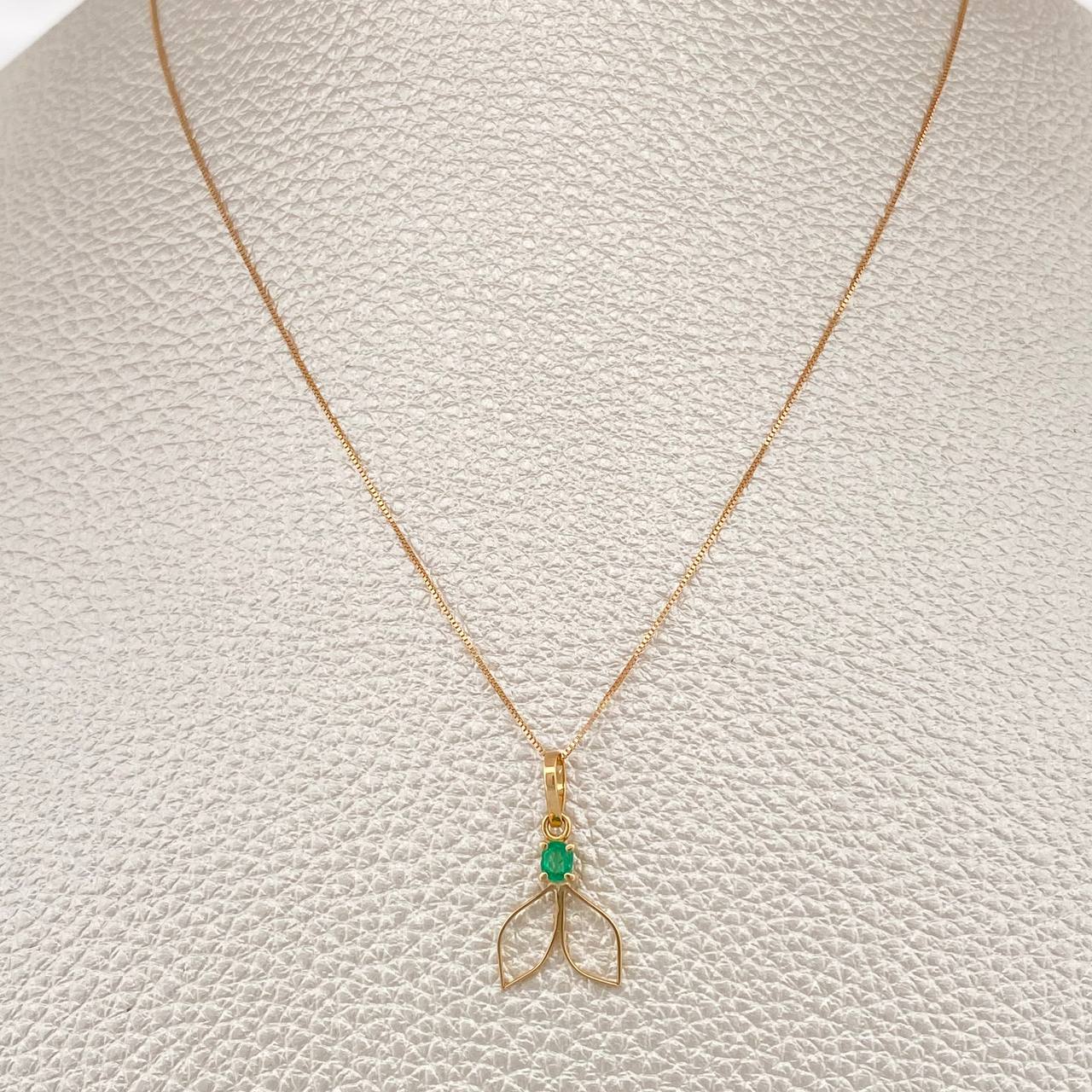 Set Cadena y Dije Veneciana + Dije Sirena Esmeralda 1.3gr / 17 3/4 in / 0.4mm Oro Amarillo 18K  (joya) %