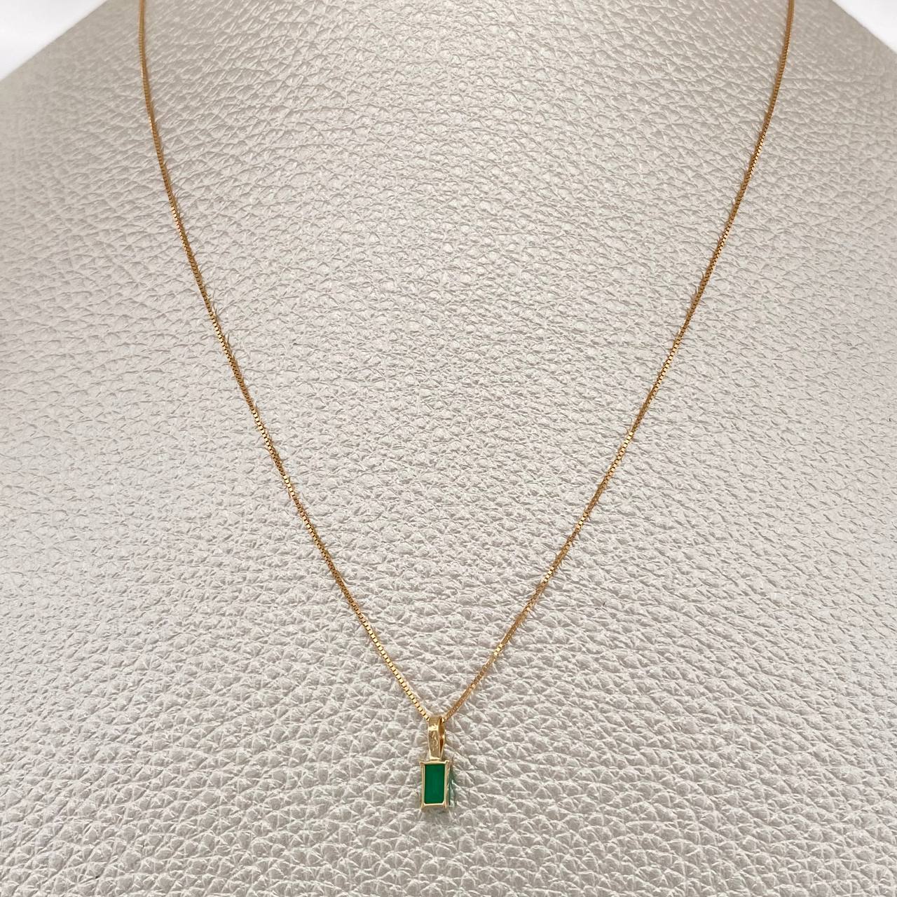 Set Cadena y Dije Veneciana + Dije Rectangular Esmeralda 1.1gr / 17 3/4 in / 0.4mm Oro Amarillo 18K  (joya) %