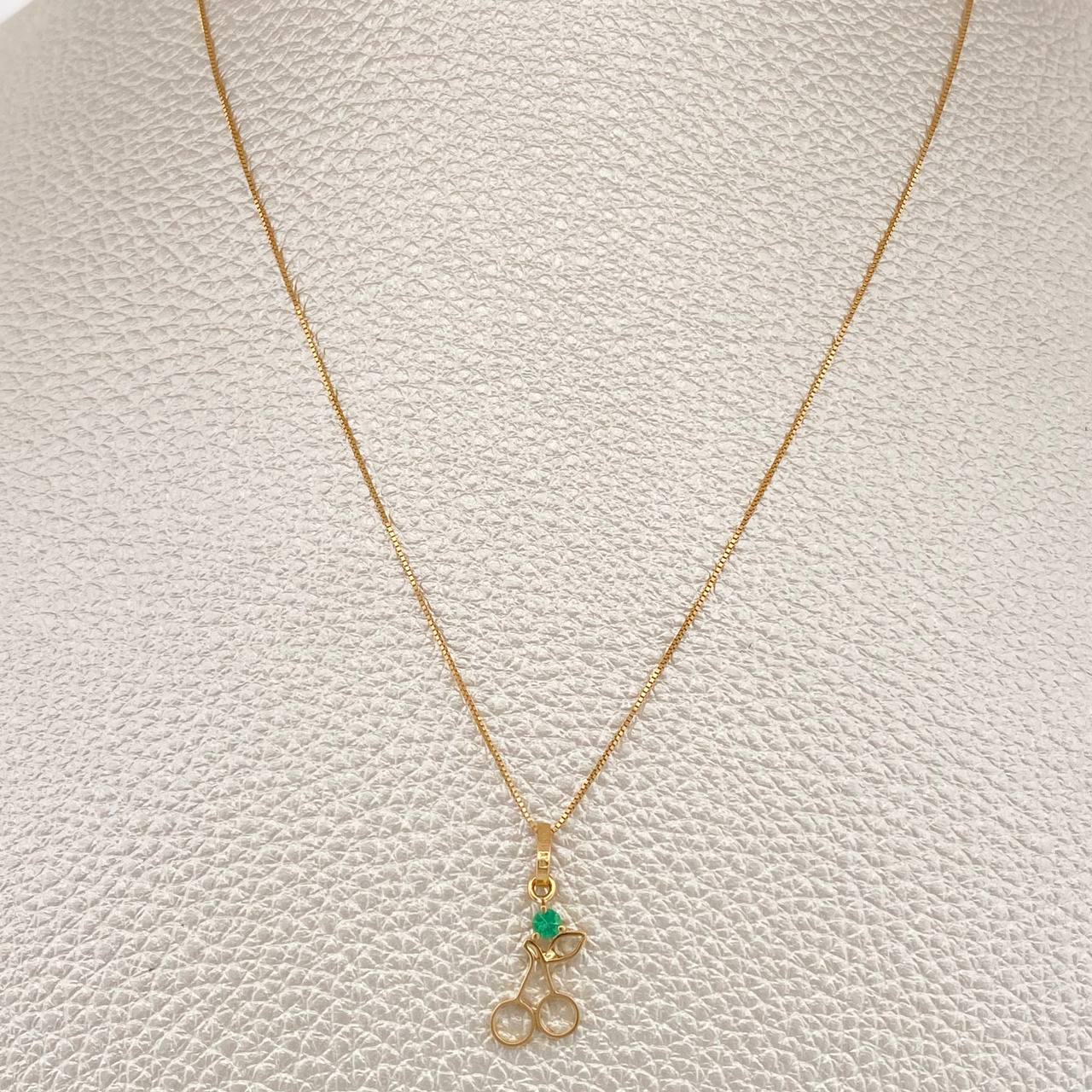 Set Cadena y Dije Veneciana + Dije Cerezas Esmeralda 1.3gr / 17 3/4 in / 0.4mm Oro Amarillo 18K  (joya) %