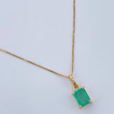 Set Cadena y Dije Veneciana + Dije Rectangular Esmeralda 1.4gr / 17 3/4 in / 0.4mm Oro Amarillo 18K  (joya) %