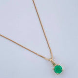 Set Cadena y Dije Veneciana + Dije Redondo Esmeralda 1.1gr / 17 3/4 in / 0.4mm Oro Amarillo 18K  (joya) %