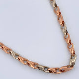 Cadena Espiga Rustica 10.2gr / 18 in / 4.9mm Dos Oros Blanco Rosa 18K %