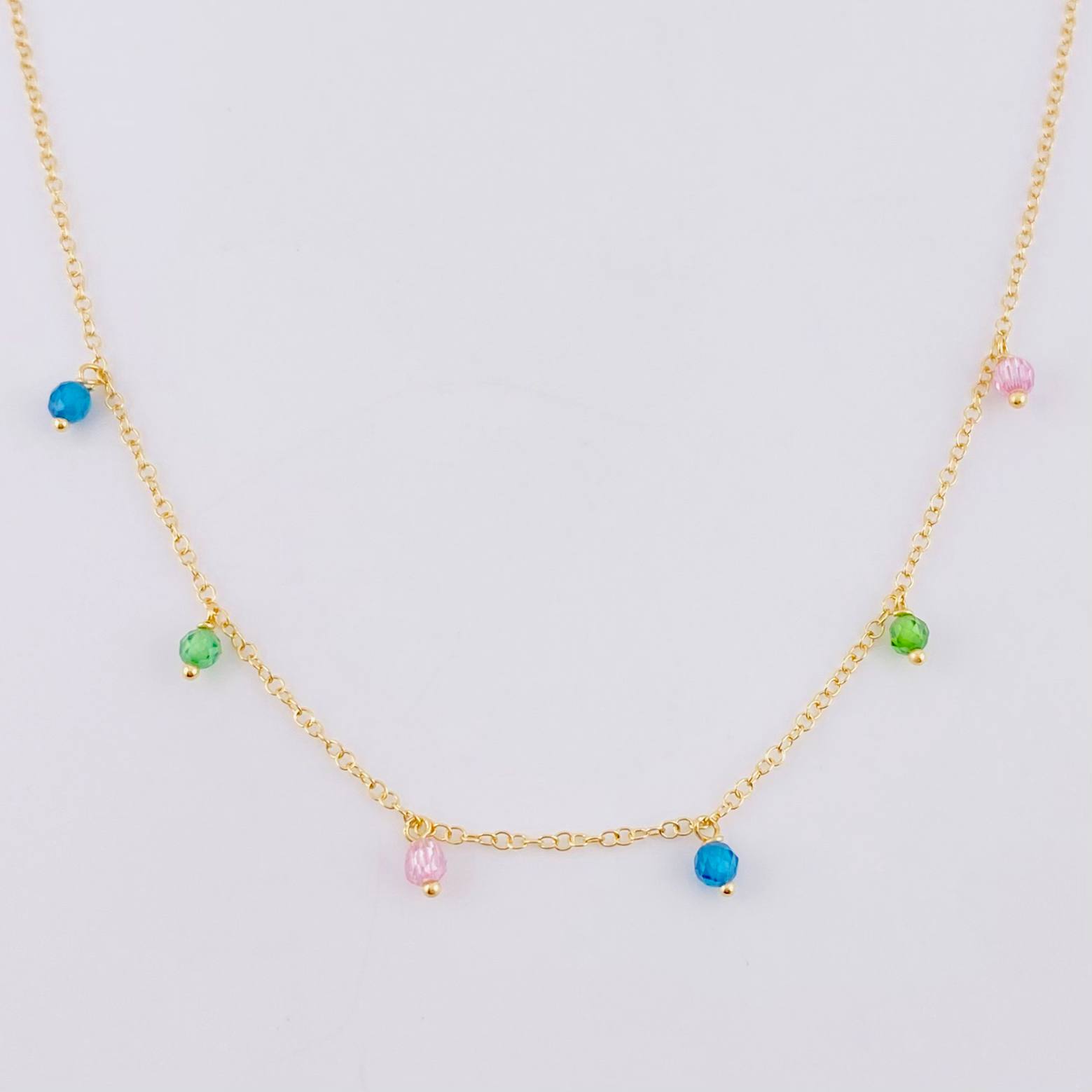 Cadena Aro Seguido Chispas Arcoiris 2.15g / 18 in / 1.3mm Oro Amarillo 18K