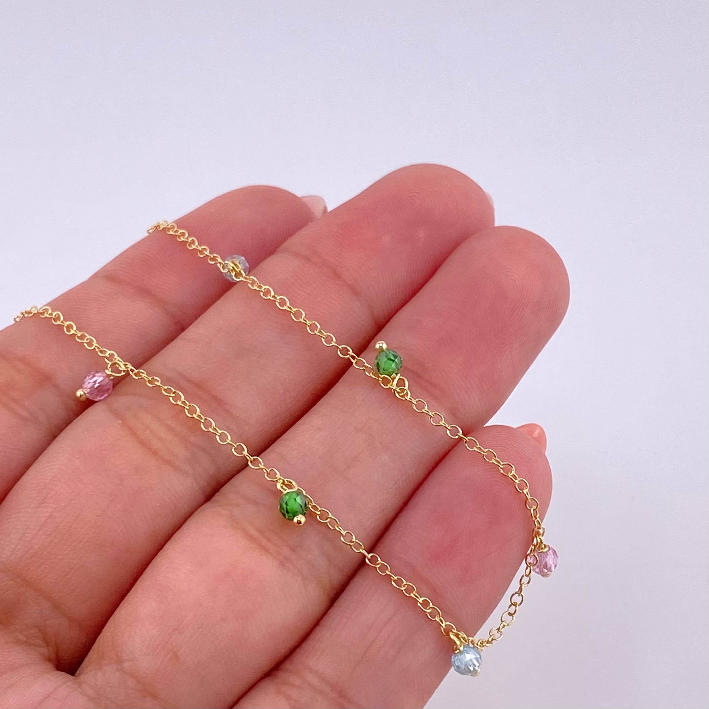 Cadena Aro Seguido Chispas Arcoiris 2.05g / 18 in / 1.3mm Oro Amarillo 18K