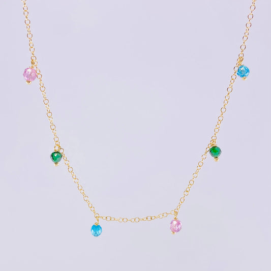Cadena Aro Seguido Chispas Arcoiris 2.1g / 18 in / 1.3mm Oro Amarillo 18K