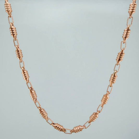 Cadena Rustica Barril 13.95gr / 24 3/4 in / 3.77mm Oro Rosa 18K %