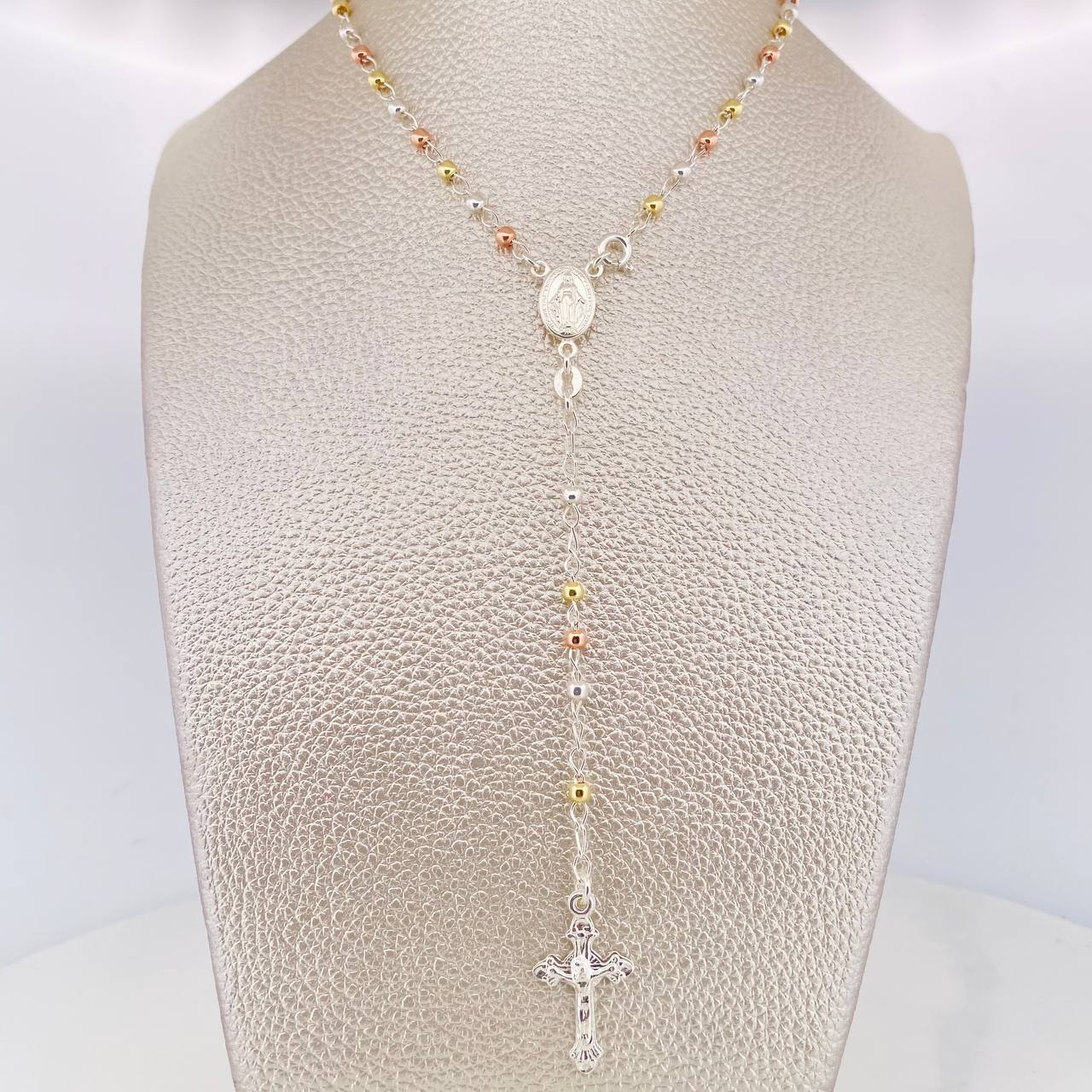 Rosario Virgen Milagrosa 7.45g / 22 in / 3mm Plata Vermeil 925