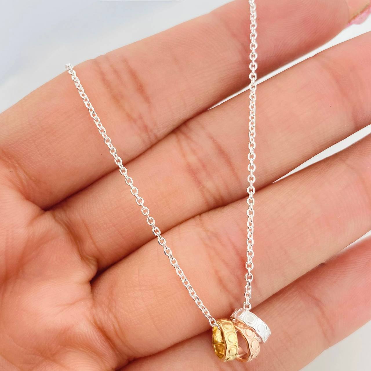 Cadena Aro Seguido Trio 2.55g / 16 in / 1.2mm Plata Vermeil 925