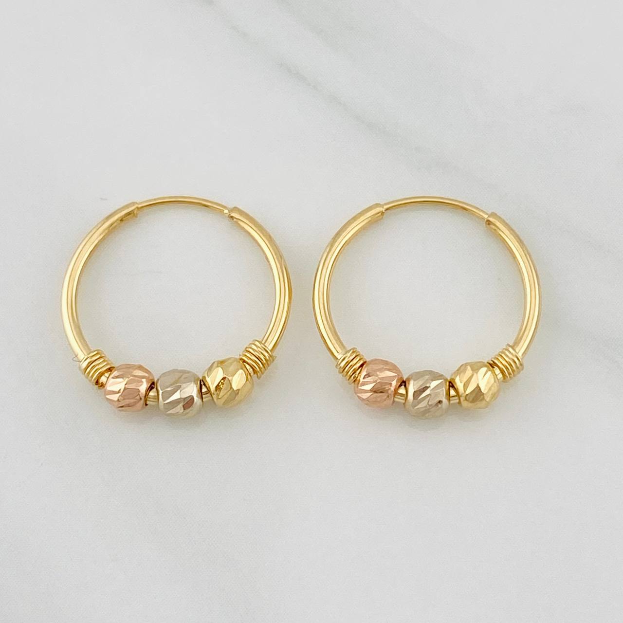 Hoop Earrings Trio 1g / 1/2 in Three Golds 18K
