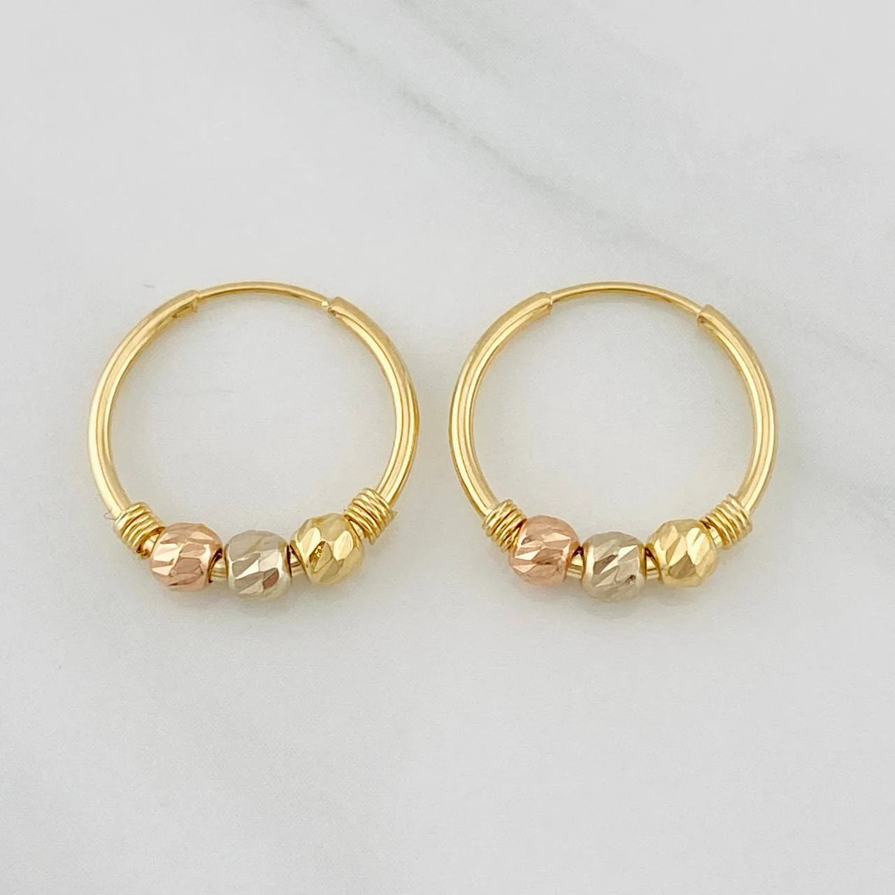 Hoop Earrings Trio 1.05g / 1/2 in Three Golds 18K