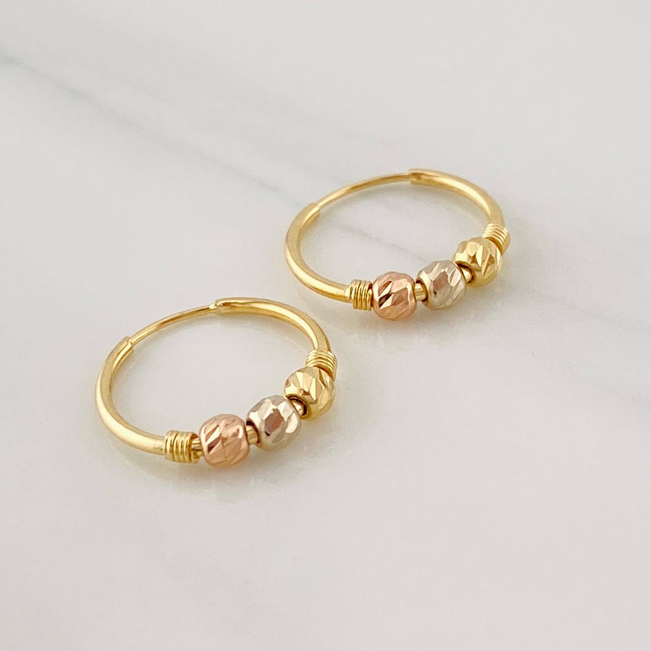Hoop Earrings Trio 1g / 1/2 in Three Golds 18K
