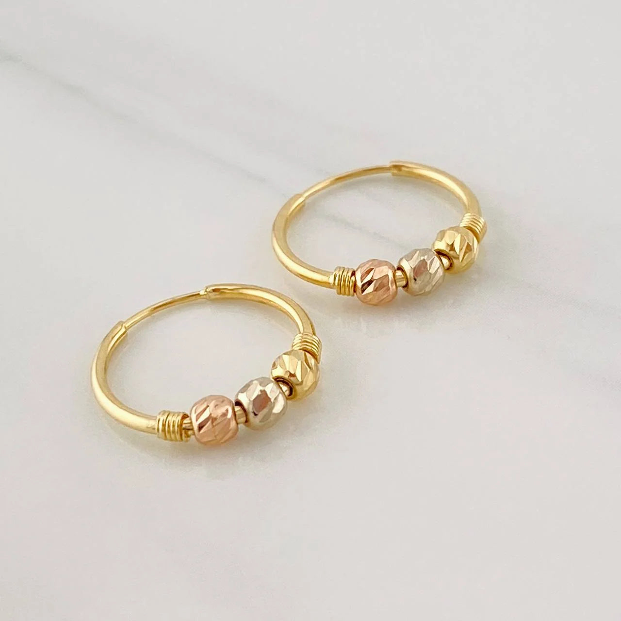 Hoop Earrings Trio 1.05g / 1/2 in Three Golds 18K