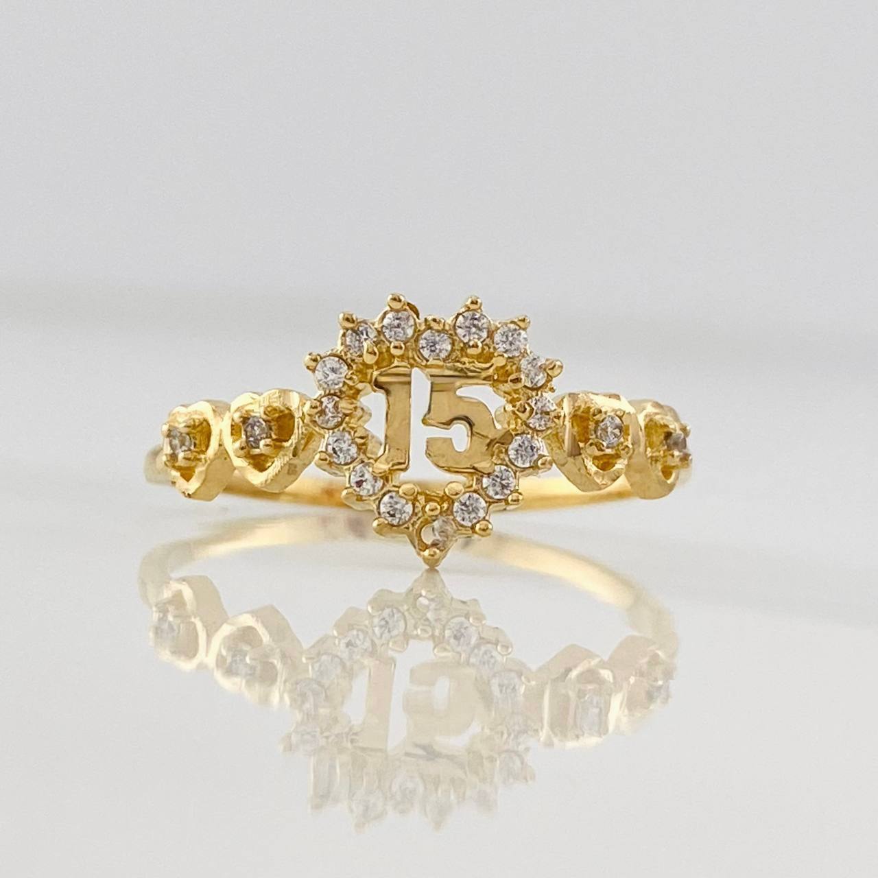 Hearts Ring 15's 1.55g / T5 3/4 Yellow Gold 18K