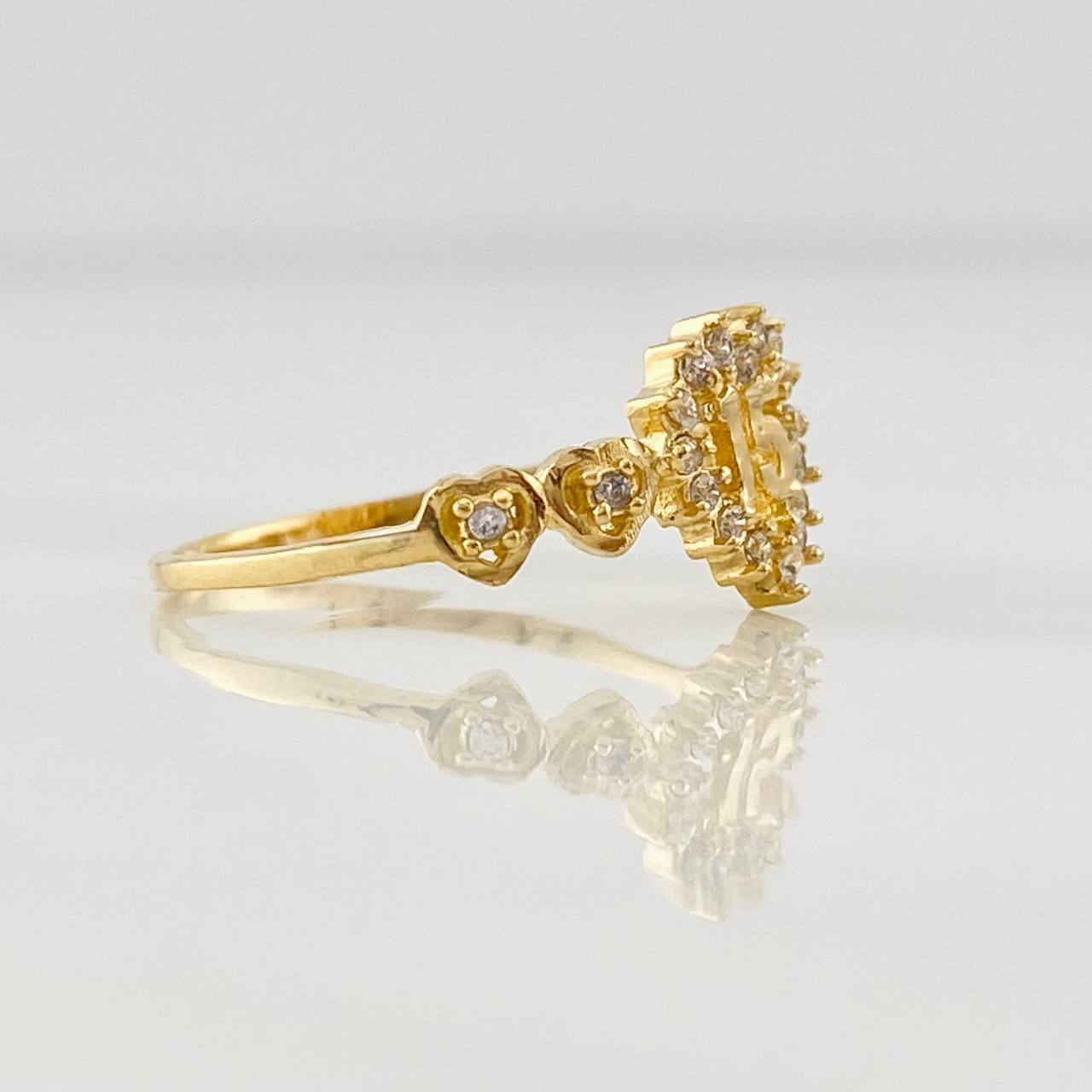 Hearts Ring 15's 1.55g / T5 3/4 Yellow Gold 18K