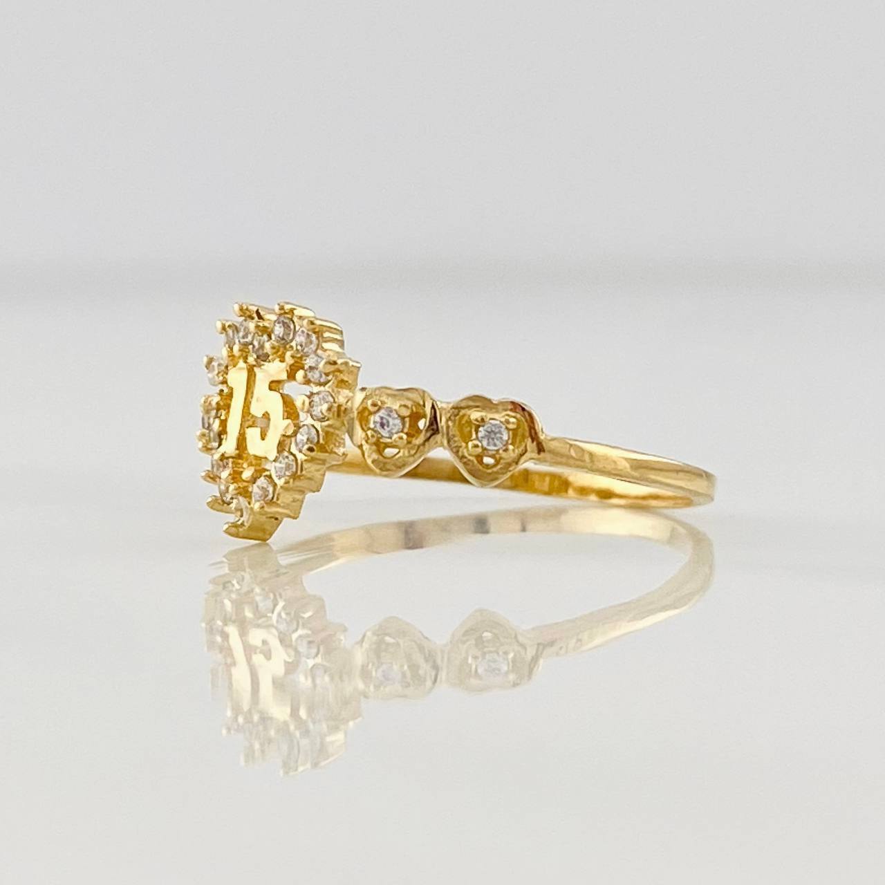 Hearts Ring 15's 1.55g / T5 3/4 Yellow Gold 18K