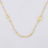 Plain Miraculous Virgin and Cross Rosary Chain 3.8g / 18 in / 2.4mm Three Golds 18K