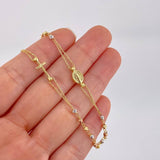 Plain Miraculous Virgin and Cross Rosary Chain 3.85g / 18 in / 2.4mm Three Golds 18K