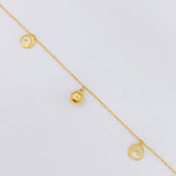 Tobillera Aro Seguido Hexagono Intercalado 2.45g / 9 3/4 in / 1mm Oro Amarillo 18K