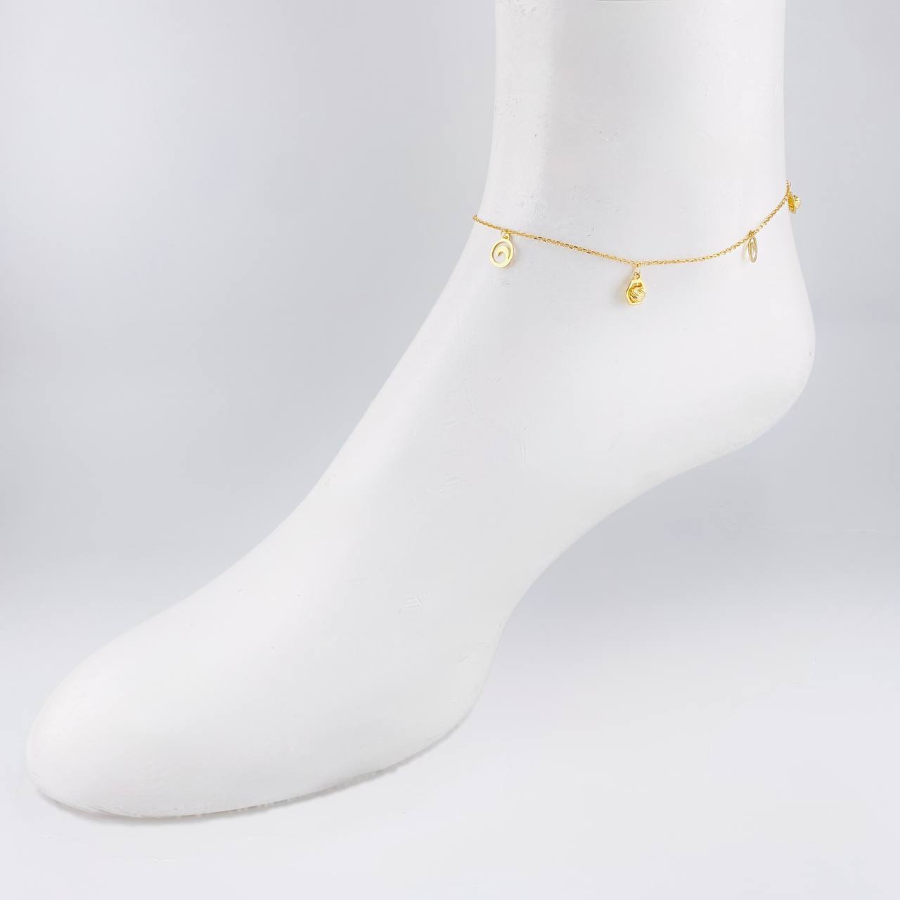 Tobillera Aro Seguido Hexagono Intercalado 2.4g / 9 1/2 in / 1mm Oro Amarillo 18K
