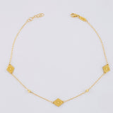 Tobillera Cajón Rombo Intercalado 1.65g / 9 3/4 in / 1mm Oro Amarillo 18K