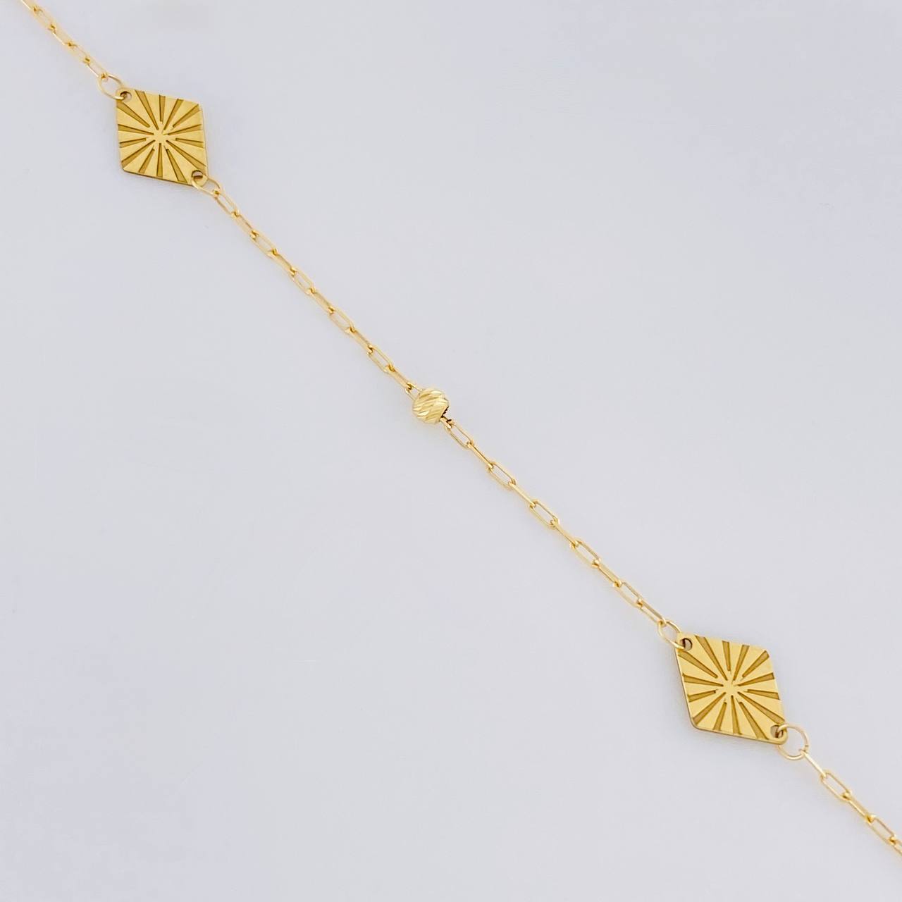 Tobillera Cajón Rombo Intercalado 1.65g / 9 3/4 in / 1mm Oro Amarillo 18K