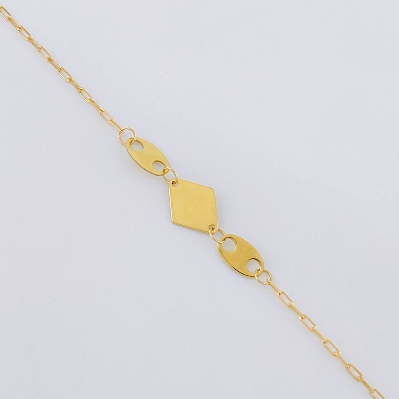 Tobillera Cajón Rombo Liso 1.25g / 9 3/4 in / 1mm Oro Amarillo 18K