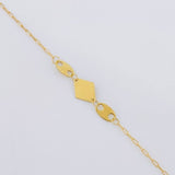 Tobillera Cajón Rombo Liso 1.25g / 9 3/4 in / 1mm Oro Amarillo 18K
