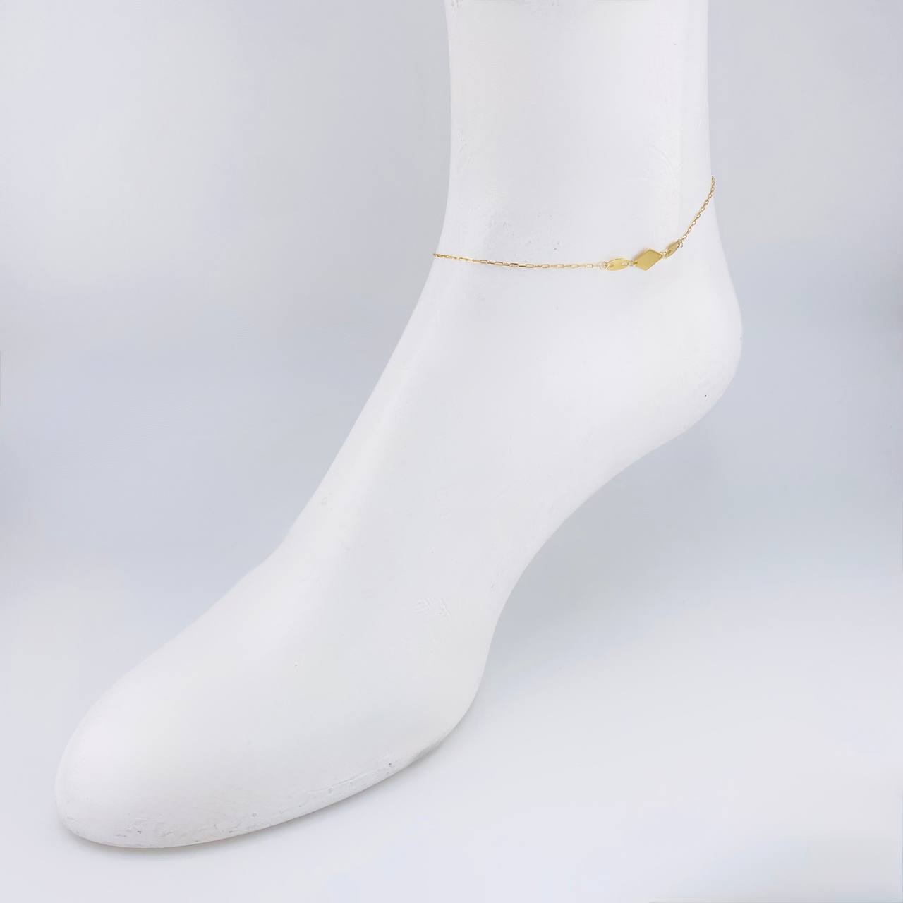 Tobillera Cajón Rombo Liso 1.25g / 9 3/4 in / 1mm Oro Amarillo 18K