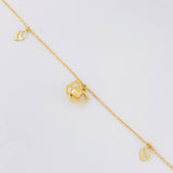 Tobillera Aro Seguido Mariposa Bola Central 2.7g / 9 3/4 in / 1mm Oro Amarillo 18K