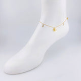 Tobillera Aro Seguido Mariposa Bola Central 2.7g / 9 3/4 in / 1mm Oro Amarillo 18K