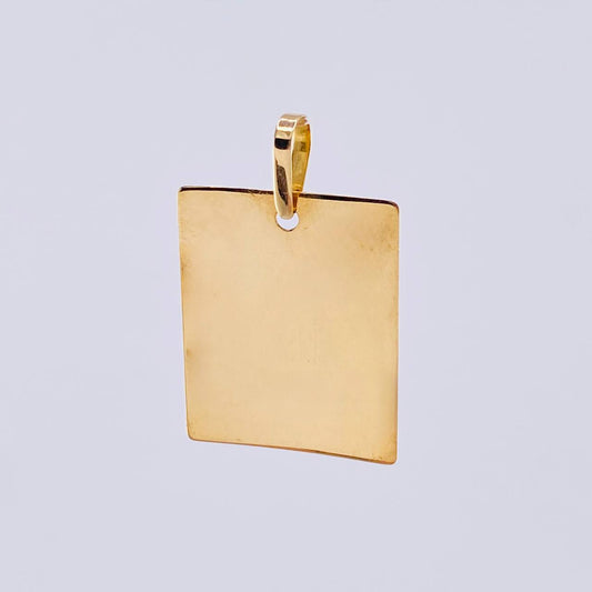Dije Placa Rectangular 1.95gr / 1 1/4 in / Oro Amarillo 18K