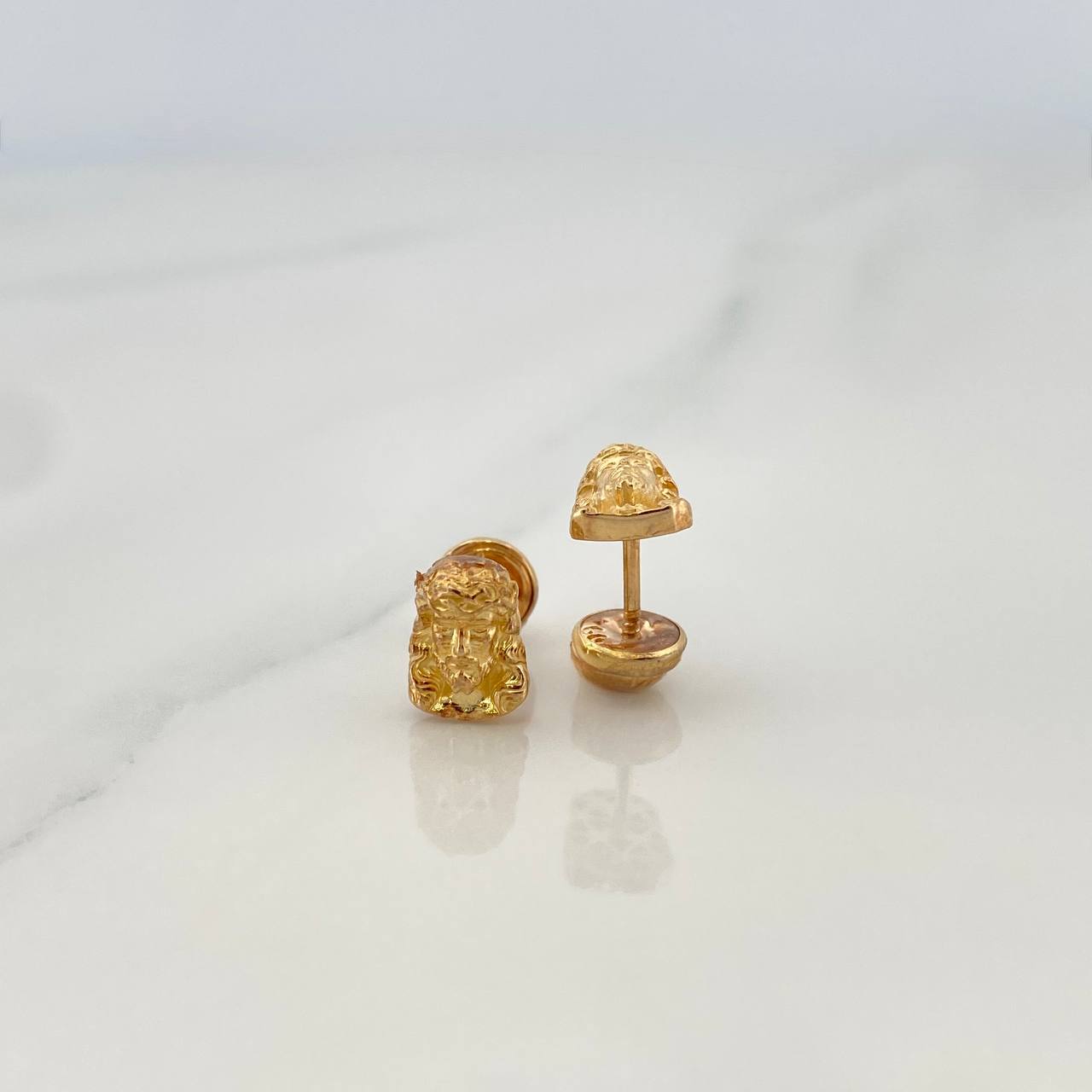 Stud Earrings Jesus Christ 1gr / 3.4mm Yellow Gold 18K %