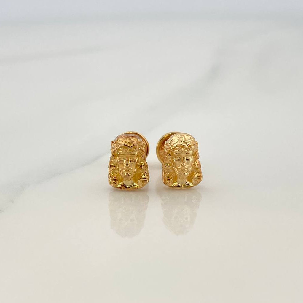 Stud Earrings Jesus Christ 1gr / 3.4mm Yellow Gold 18K %