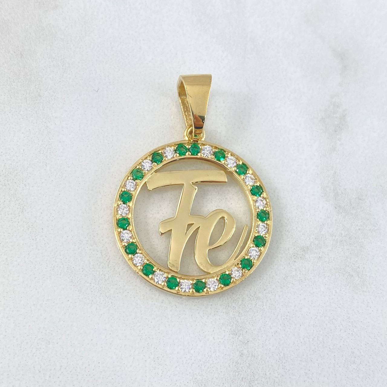 Custom Made to Order Pendant Personalized Hoop Earring 7gr / White and Green Zircons 18K Yellow Gold