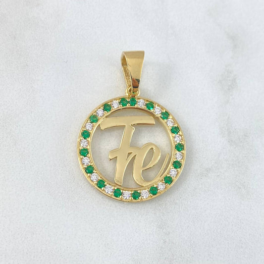 Custom Made to Order Pendant Personalized Hoop Earring 7gr / White and Green Zircons 18K Yellow Gold