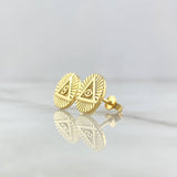 Custom Made to Order Stud Earrings Mystic Triangle Eyes 5gr / Diamond Cut Yellow Gold Relief 18K