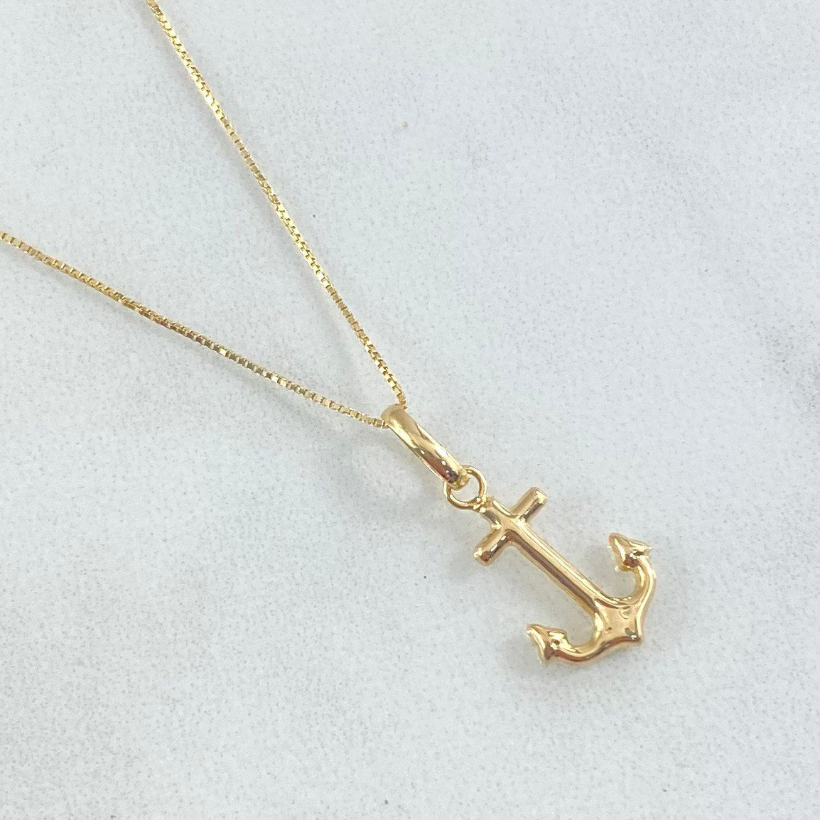 Set Venetian Chain 1gr / 17.7in / 0.6mm + Pendant Anchor 0.45gr / 0.7in / 1.45gr 18K Gold (Offer) ©