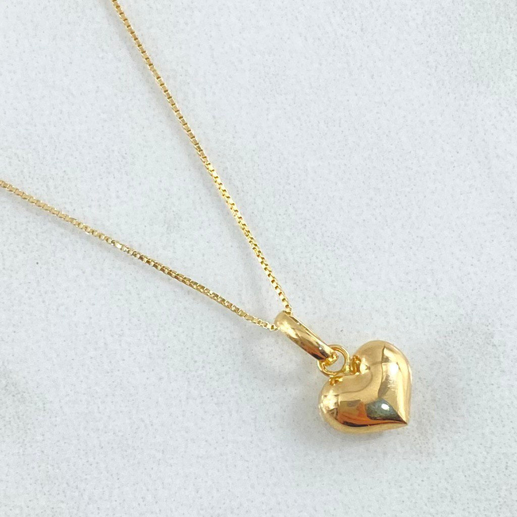 Set Cadena Veneciana 1gr / 45cm / 0.6mm + Dije Corazón Liso 0.4gr / 1.2cm / 1.4gr Oro Amarillo 18K (Oferta) ©