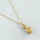 Set Cadena Veneciana 1gr / 45cm / 0.6mm + Dije Bolsa Dinero 0.5gr / 1.5cm / 1.5gr Oro Amarillo 18K (Oferta) ©