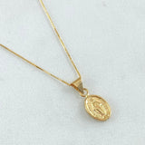 Set Venetian Chain 0.95gr / 17.7in / 0.6mm + Pendant Miraculous Virgin 0.4gr / 0.6in / 1.35gr 18K Gold (Offer) ©