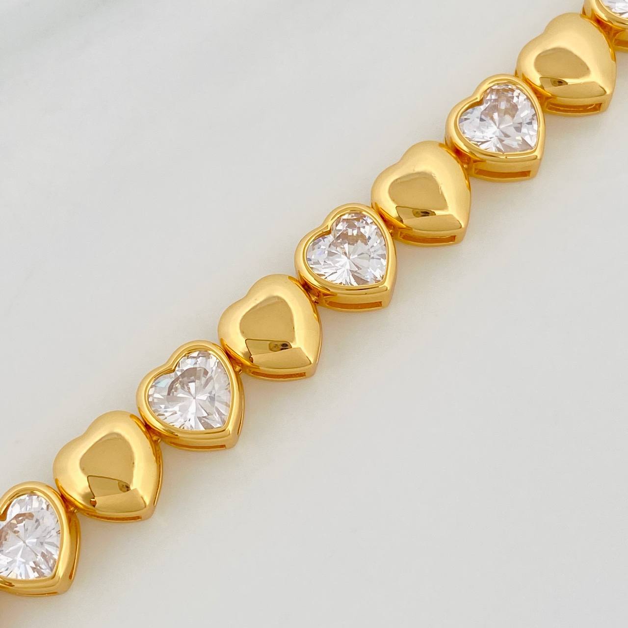 Pulso Corazones 16.6g / 7 1/4 in / 7.45mm Plata Vermeil 925